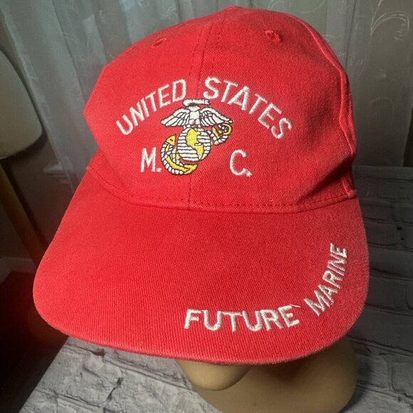 USMC Future Marine United States Marines Corps Embroidered Red Baseball Cap Kids - Picture 14 of 15